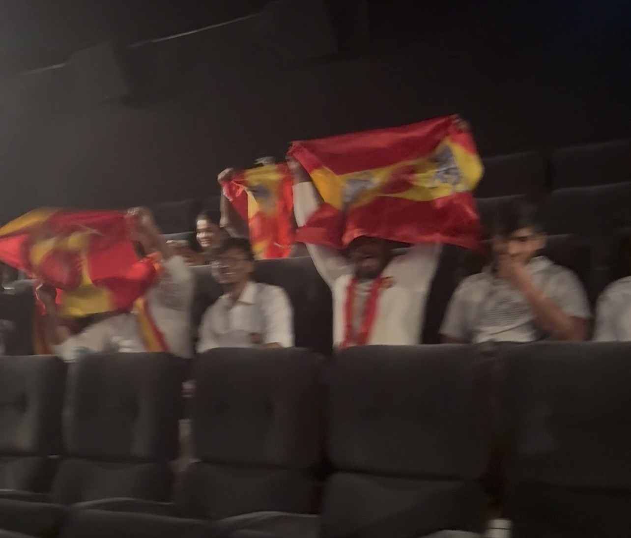 Cheering at the theatre celebration